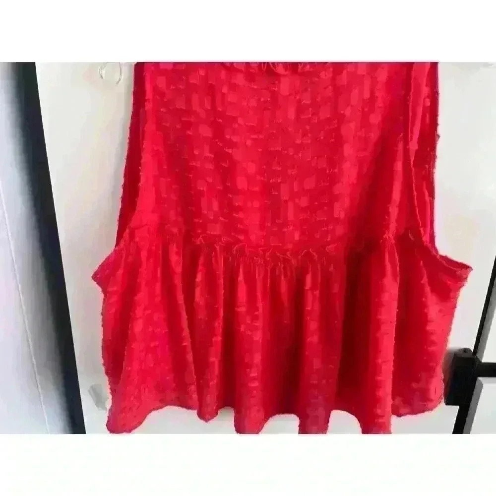 Iro Sz 40/US 8 Ragnhild Top Sleeveless Textured Boxy Red Summer Flowing Fun Cute - Picture 8 of 13